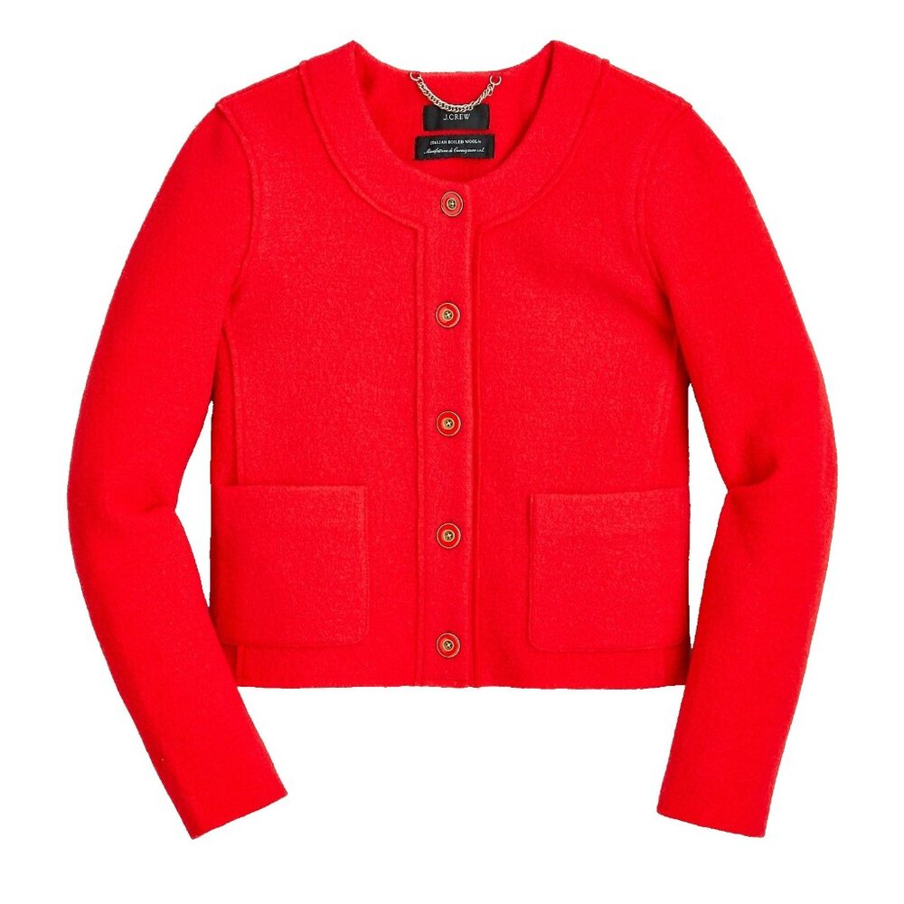 NWoT J.Crew Lady Jacket in Holiday Red Italian Boiled Wool Blazer 10